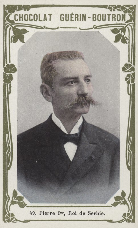 Peter den første, konge af Serbien (farvet foto) af French School