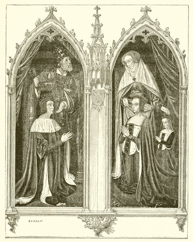 Pierre de Bourbon og Anne de Beaujeu, hans kone af French School