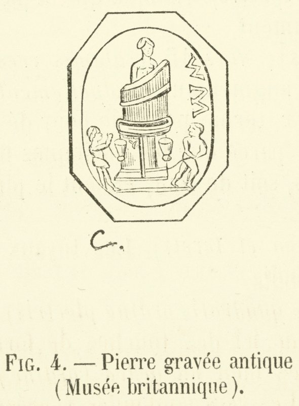 Gammel gravsten, British Museum (gravering) af French School