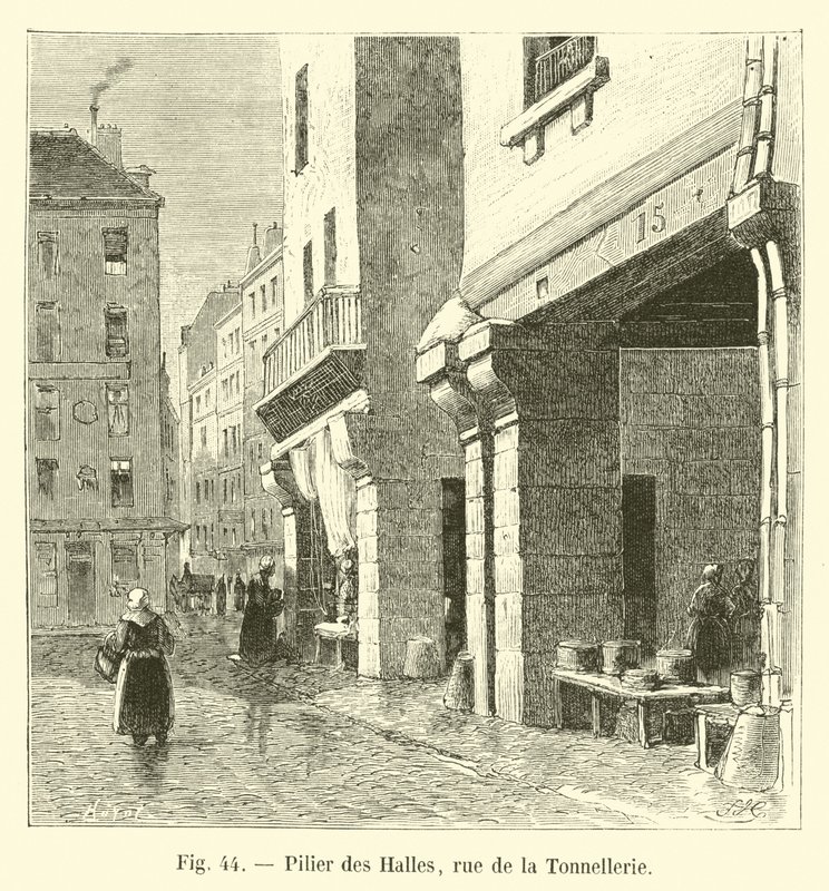 Søjle af Les Halles, rue de la Tonnellerie af French School