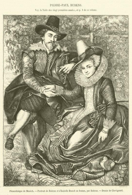 Munich Pinacothek, Portræt af Rubens og Isabelle Brandt hans kone (gravering) af French School