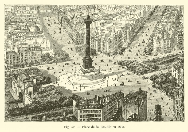 Place de la Bastille i 1858 af French School