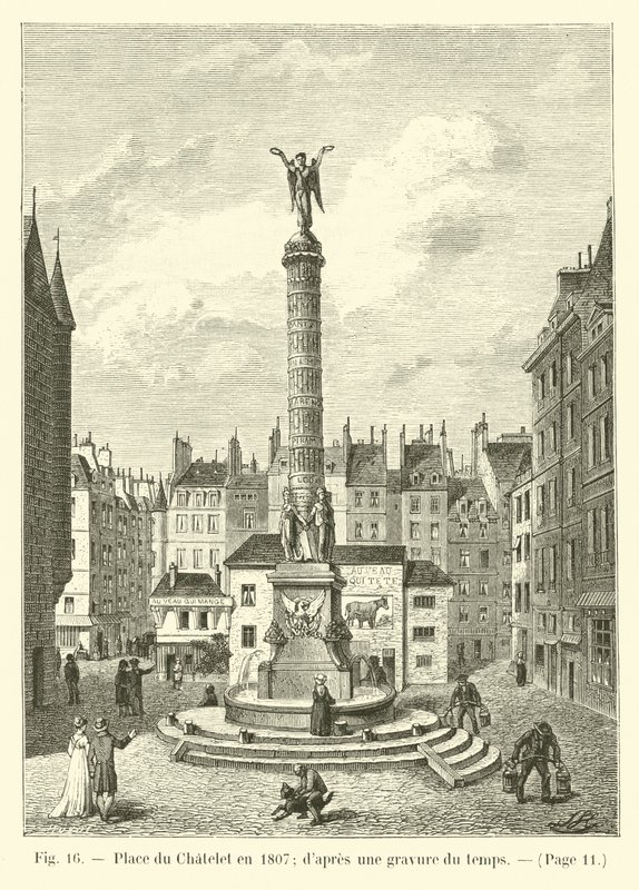 Place du Chatelet i 1807; fra en indgravering af tiden af French School