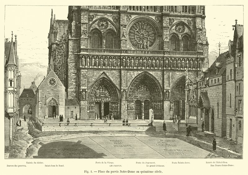 Place du parvis Notre-Dame i det femtende århundrede af French School