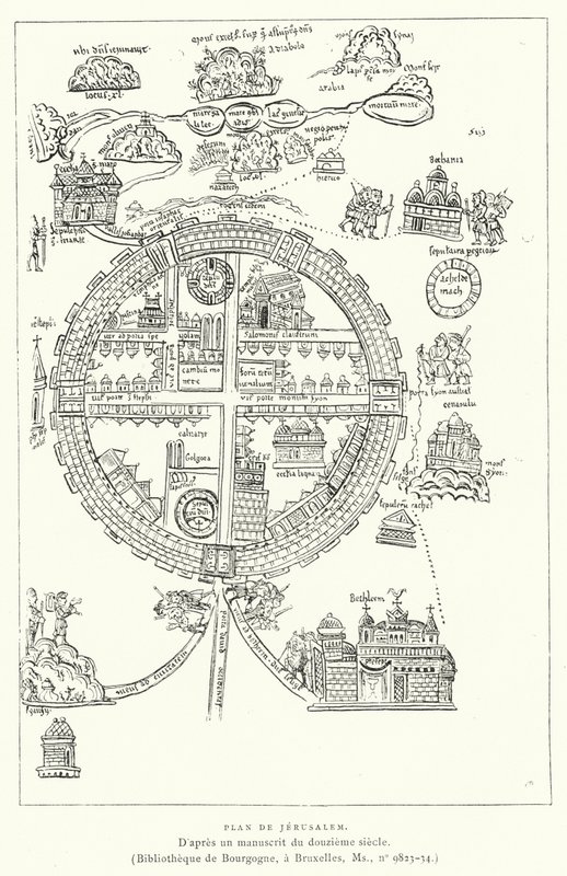 Plan De Jerusalem (gravering) af French School