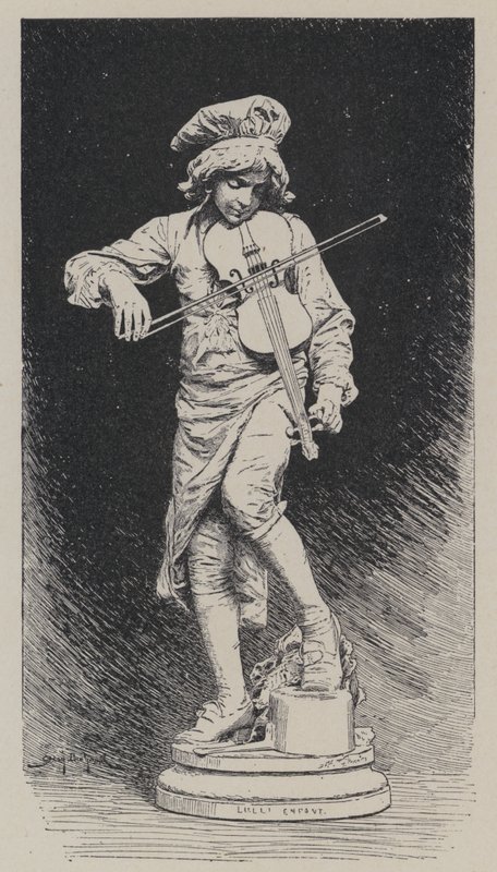 Gipsstatue af Adrien Gandez skildrer den italienskfødte franske komponist Jean-Baptiste Lully som barn (gravering) af French School