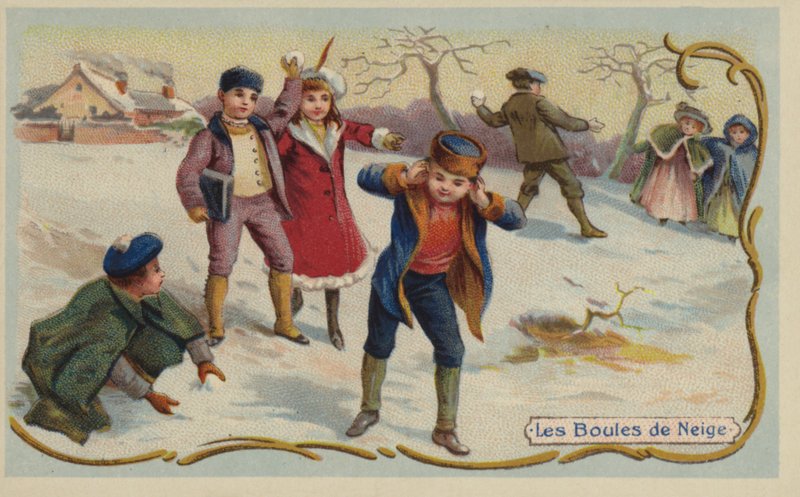 Spille snebolde (chromolitho) af French School