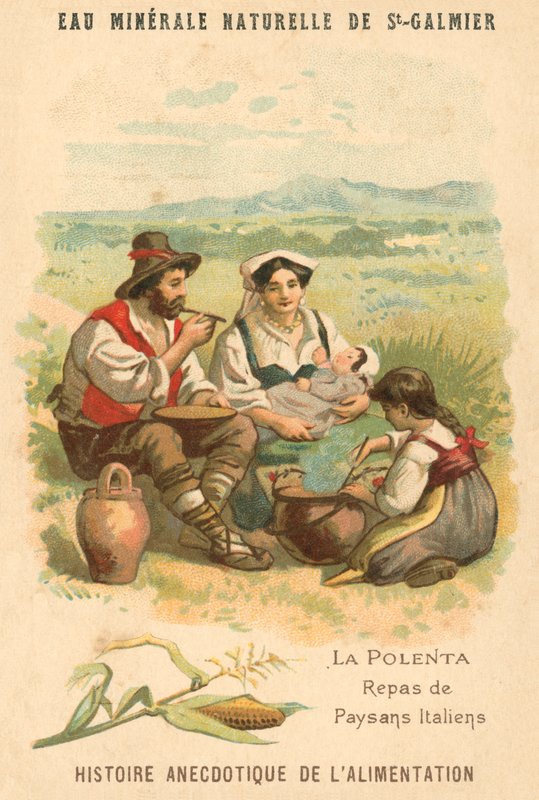 Polenta, måltid af italienske bønder (chromolitho) af French School