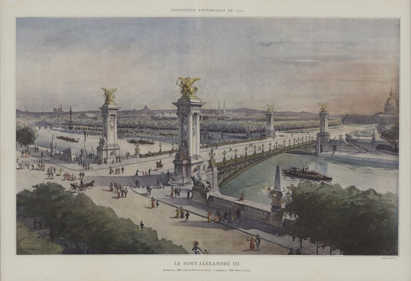 Pont Alexandre III, Verdensudstilling 1900, Paris (farve litho) af French School