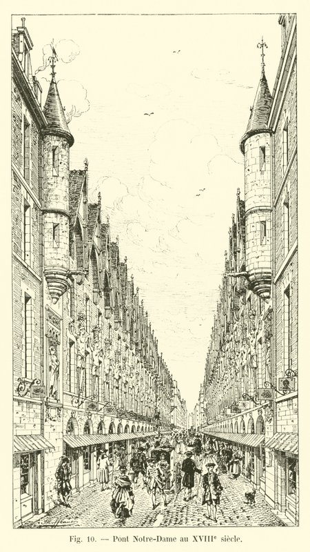 Notre-Dame-broen i det 18. århundrede af French School