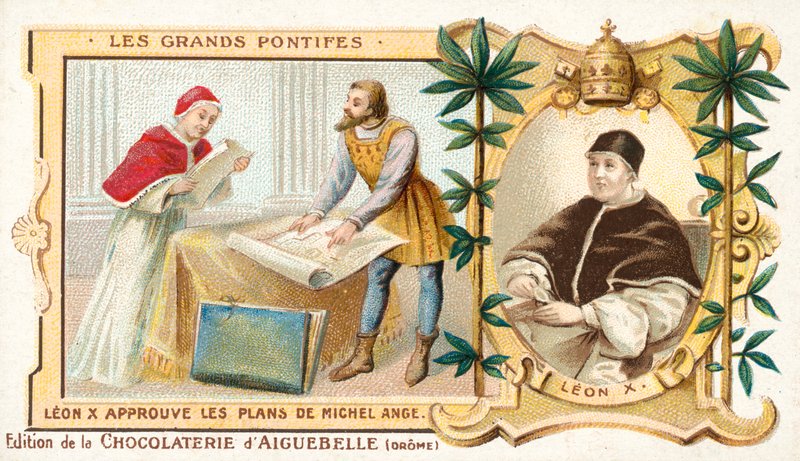 Pave Leo X godkender Michelangelos planer af French School