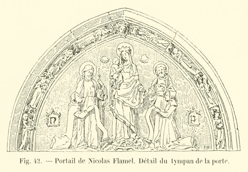 Portal af Nicolas Flamel, Detalje af dørens tympanon af French School