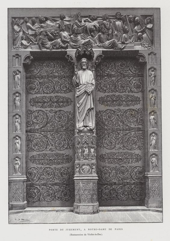 Portal for den sidste dom, Notre Dame de Paris (litho) af French School
