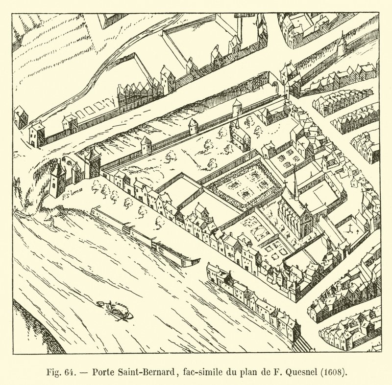 Porte Saint-Bernard, faksimile af F Quesnels plan, 1608 af French School