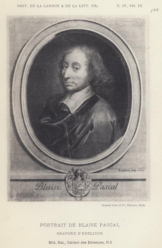 Portræt af Blaise Pascal (litho) af French School