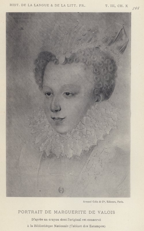 Portræt af Marguerite De Valois (litho) af French School
