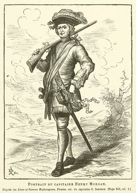 Portræt af kaptajn Henry Morgan (gravering) af French School