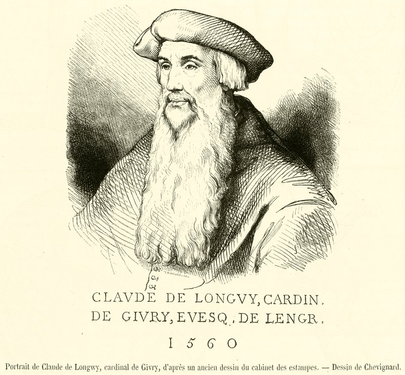 Portræt af Claude de Longwy, kardinal af Givry (gravering) af French School