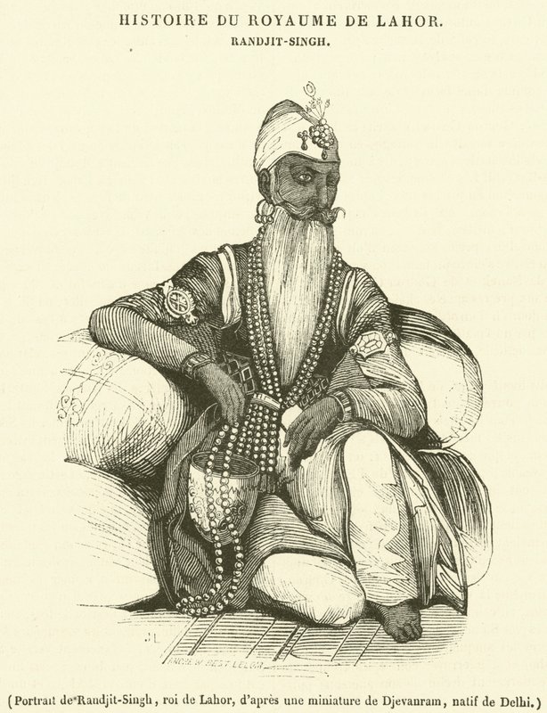 Portræt af Randjit-Singh, roi de Lahor (gravering) af French School