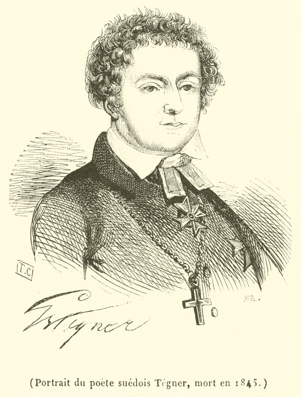 Portræt af den svenske digter Tegner, der døde i 1845 af French School