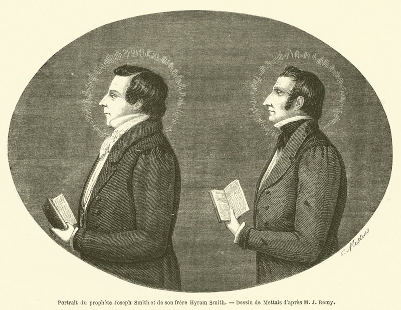 Portræt af profeten Joseph Smith og hans bror Hyram Smith (kobberstik) af French School