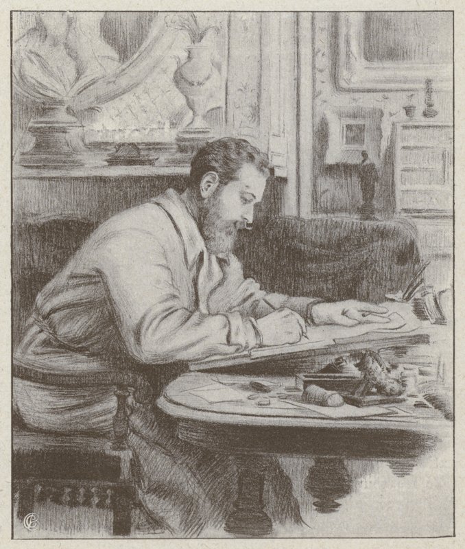 Portræt af Albert Guillaume, fransk maler og karikaturtegner (litho) af French School
