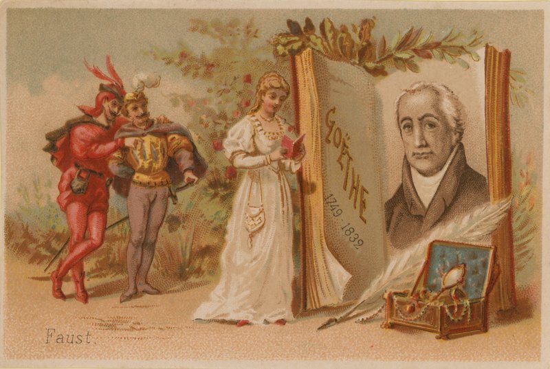 Portræt af Goethe og scene fra Faust af French School