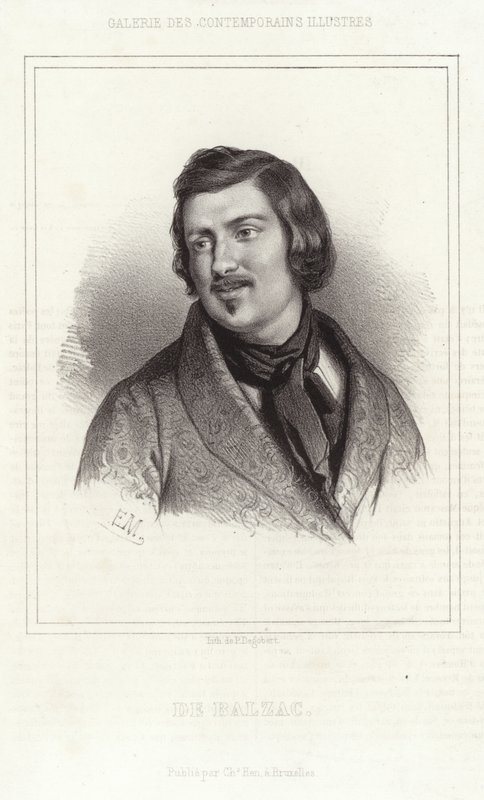 Portræt af Honoré de Balzac af French School