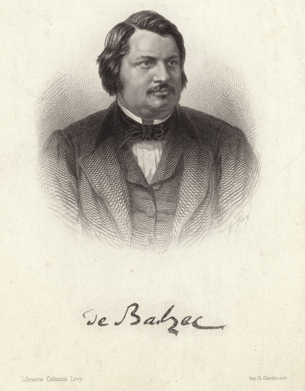 Portræt af Honoré de Balzac af French School