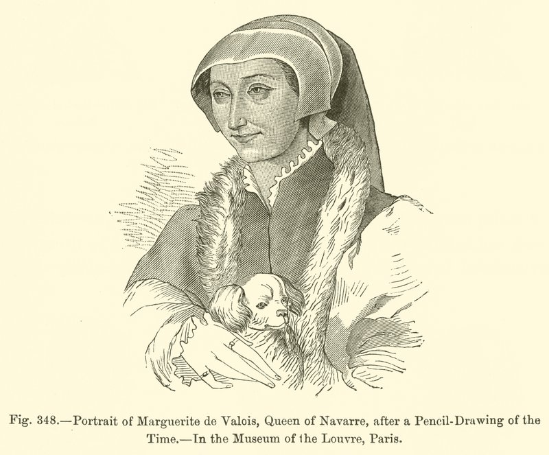 Portræt af Marguerite de Valois, dronning af Navarra (gravering) af French School