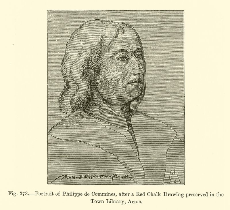 Portræt af Philippe de Commines, efter en tegning med rødkridt bevaret i Bybiblioteket, Arras (gravering) af French School