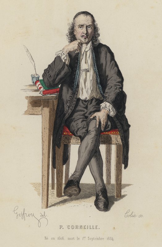 Portræt af Pierre Corneille, fransk dramatiker (farvet gravering) af French School