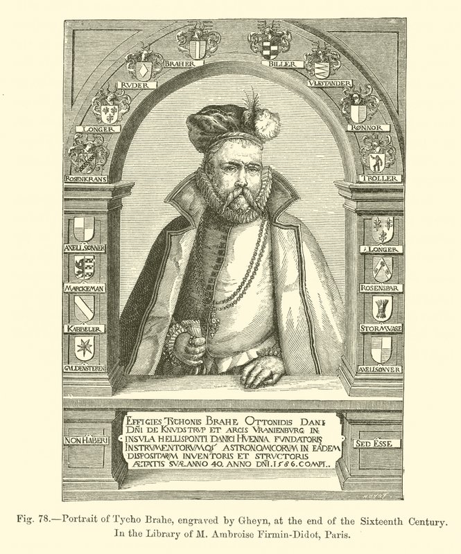 Portræt af Tycho Brahe, graveret af Gheyn, i slutningen af det sekstende århundrede (gravering) af French School
