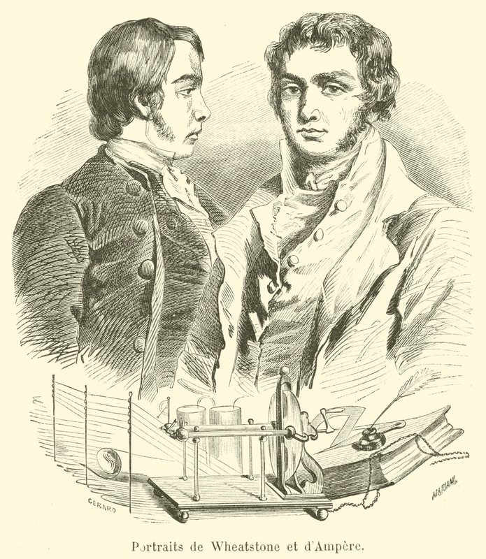 Portrætter af Wheatstone og Ampere af French School