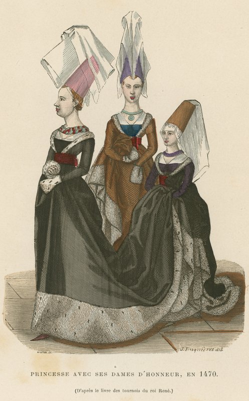 Princess with her ladies of honour, 1470  af French School