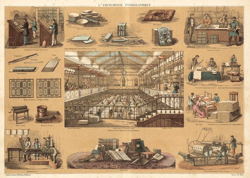 Tryk (farve litho) af French School