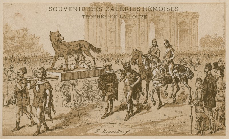 Procession med ulvens trofæ af French School