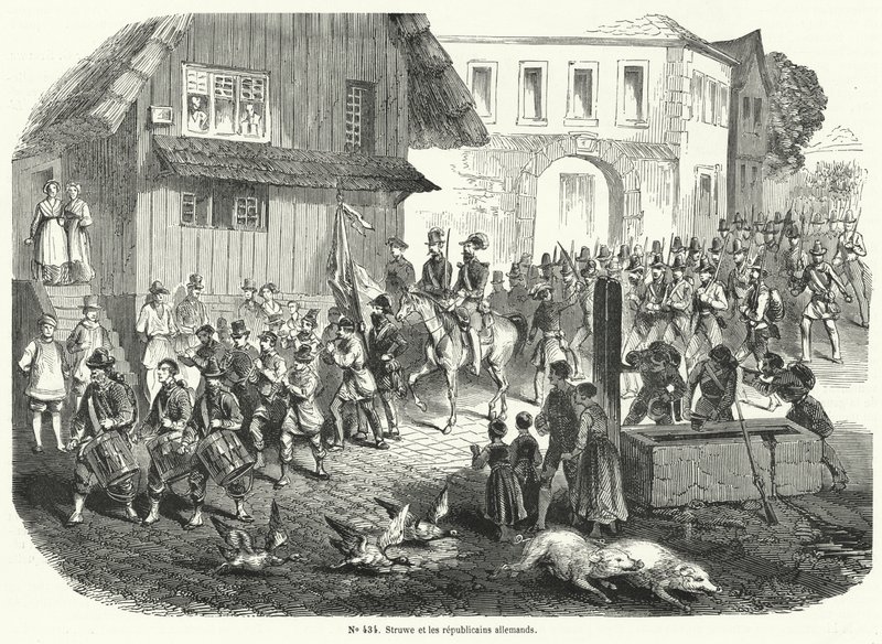Procession af Gustav Struve og tyske republikanere, revolutionen i 1848 af French School