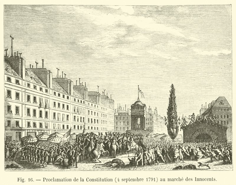 Proklamation af forfatningen, 4. september 1791, ved de uskyldiges march af French School