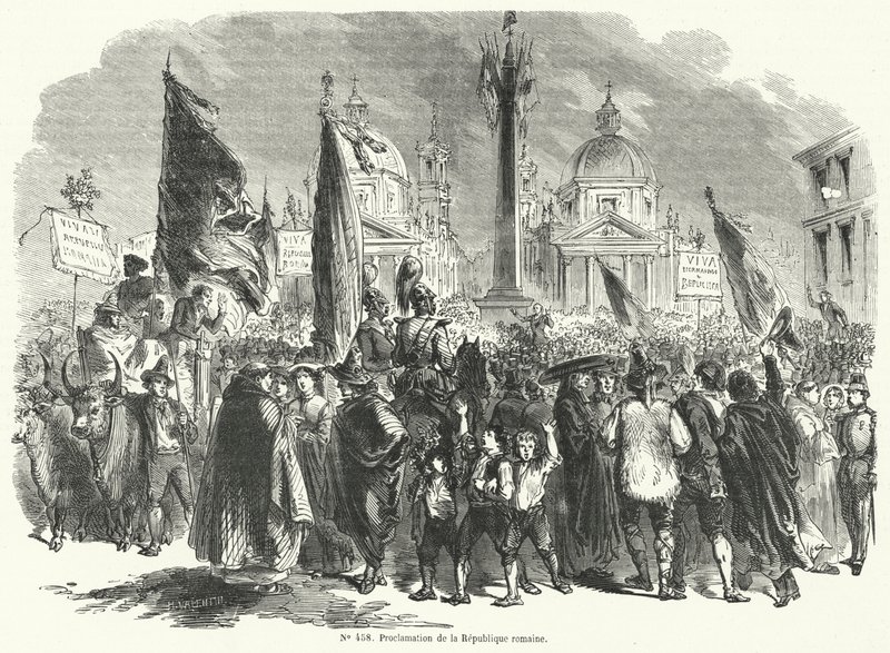 Proklamation af den romerske republik, Italien, 9. februar 1849 af French School