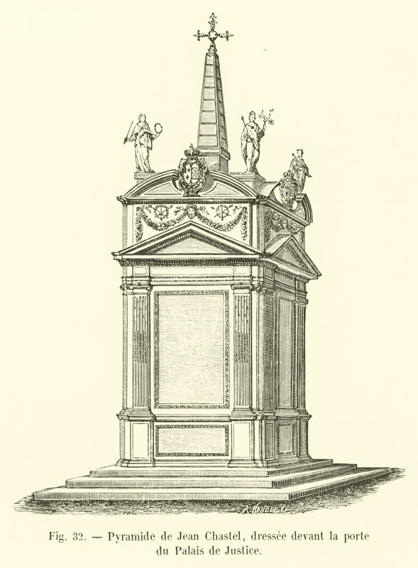 Jean Chastels pyramide, rejst foran døren til Palais de Justice af French School