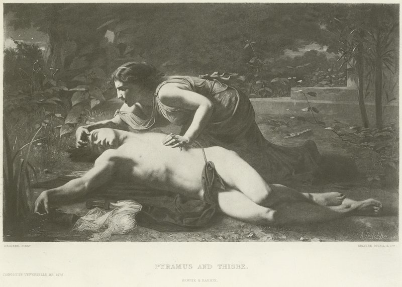 Pyramus og Thisbe (dybtryk) af French School