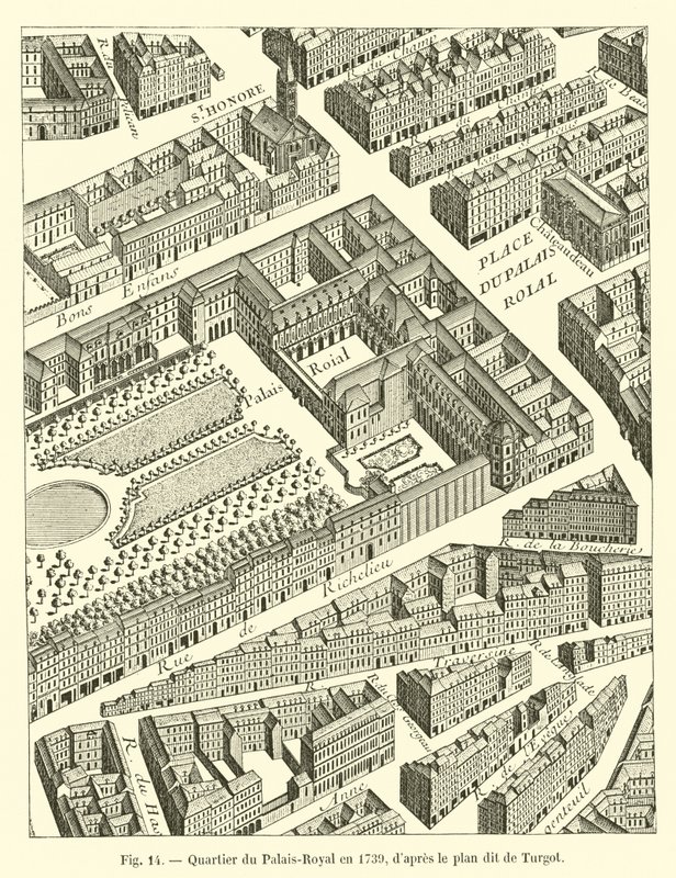 Palais-Royal-distriktet i 1739, ifølge den såkaldte Turgot-plan af French School