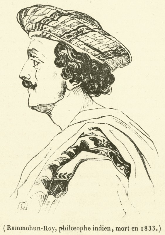 Rammohun-Roy, indisk filosof, døde i 1833 (gravering) af French School
