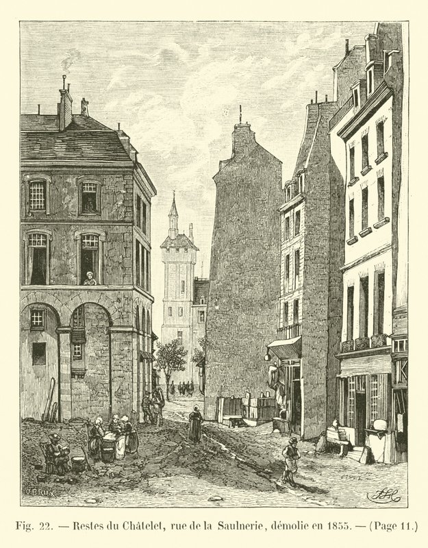 Rester af Chatelet, rue de la Saulnerie, revet ned i 1855 af French School