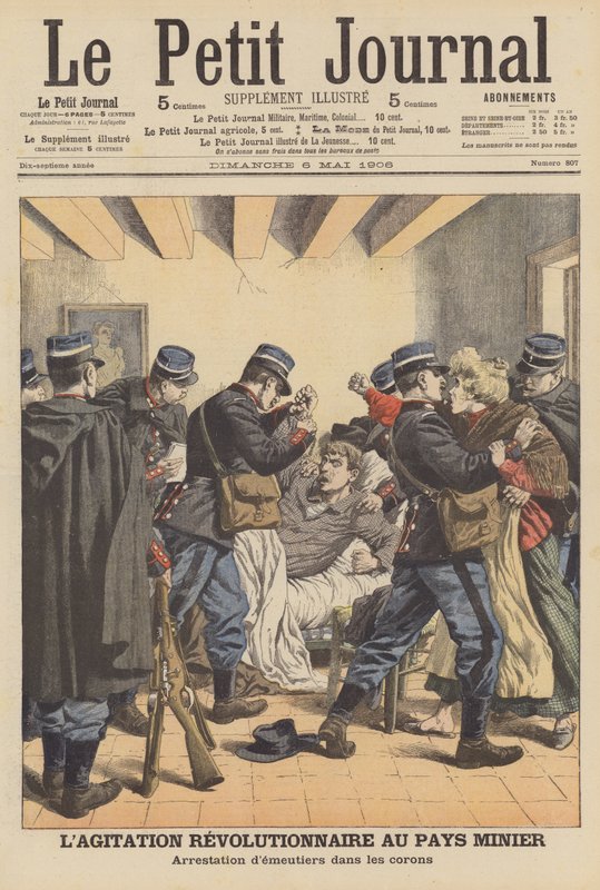 Revolutionær agitation i kulmarkerne i Nord-Pas-de-Calais, Frankrig (farve litho) af French School