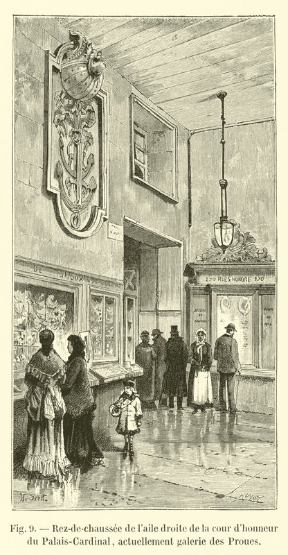 Stueetagen i højre fløj af Palais-Cardinals hovedgård, i øjeblikket Proues Gallery af French School