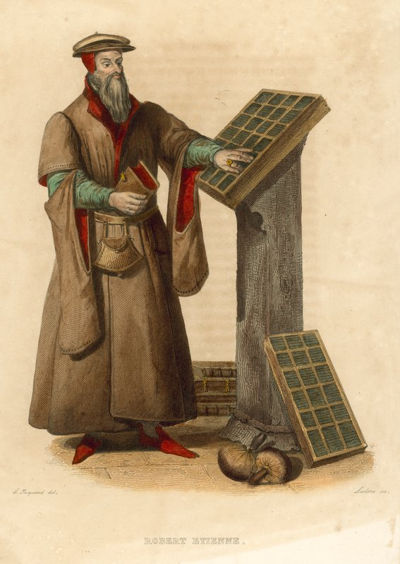 Robert Etienne (farvet gravering) af French School