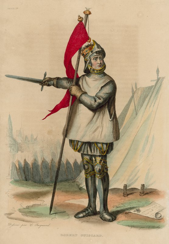 Robert Guiscard (farvet gravering) af French School