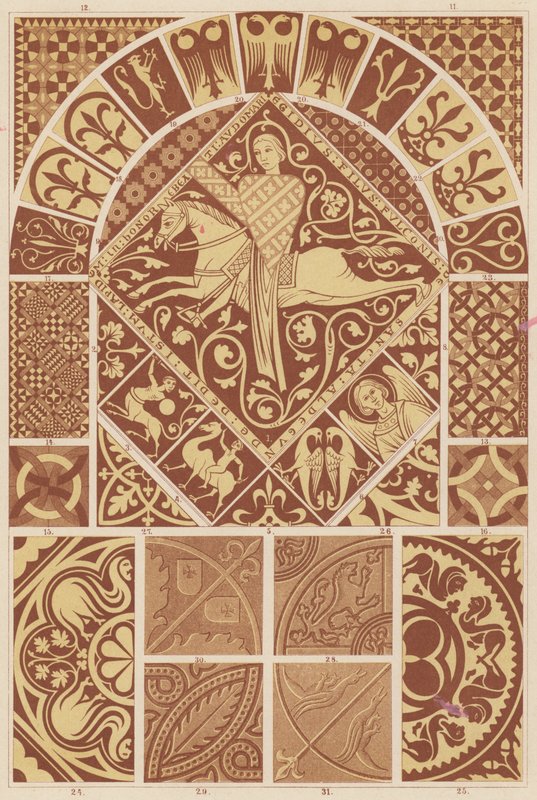 romersk-gotisk kunst (farve litho) af French School
